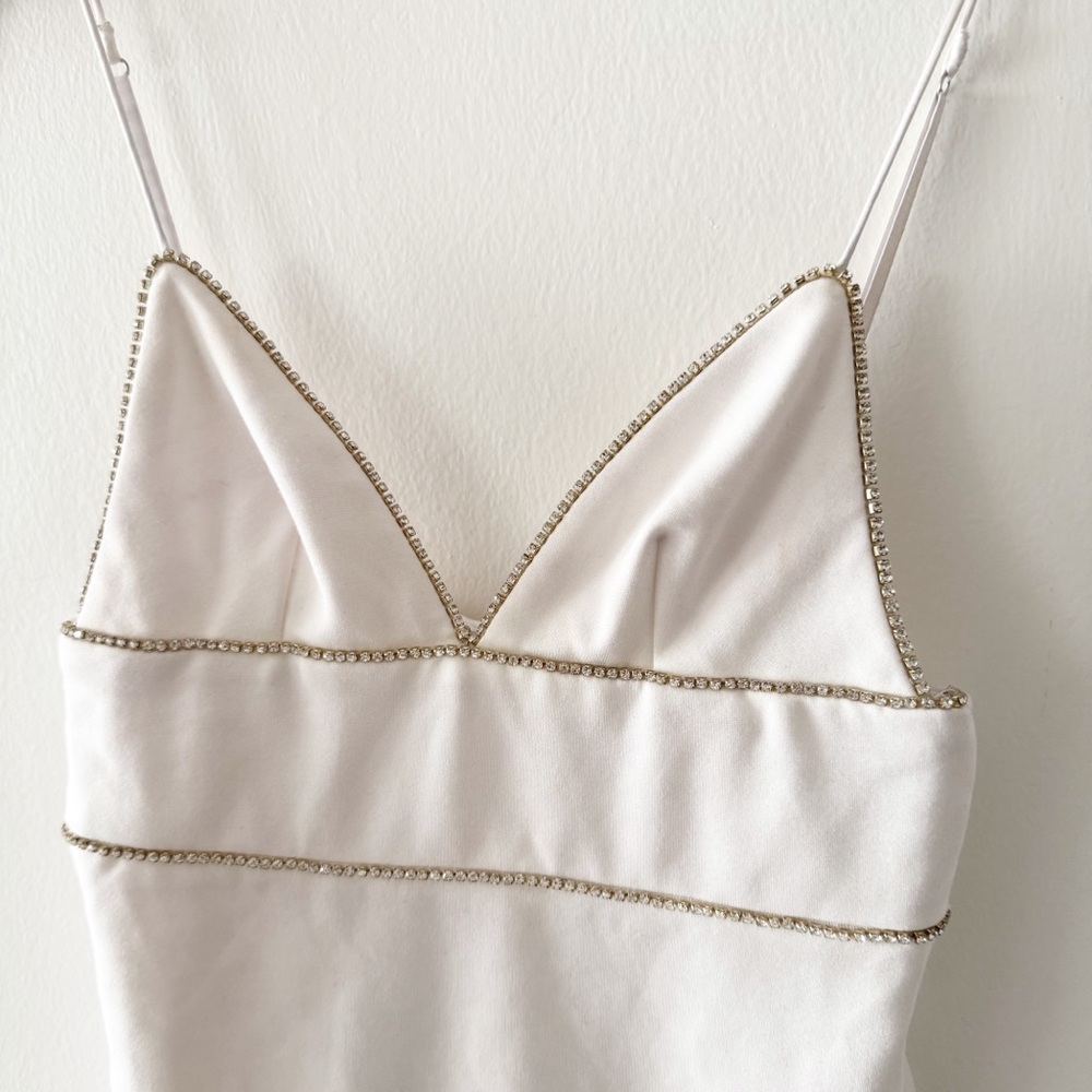 MESHKI Iyana Diamante Crystal Rhinestone White Mini Dress Size XS - Picture 4 of 8